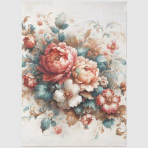 Large Watercolor Floral Vintage Inspired Decoupage Tissue Paper
