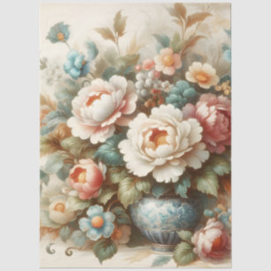 Large Watercolor Floral Vintage Inspired Decoupage Tissue Paper