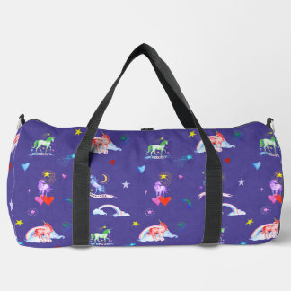 Large Watercolor Unicorns Duffle Bag