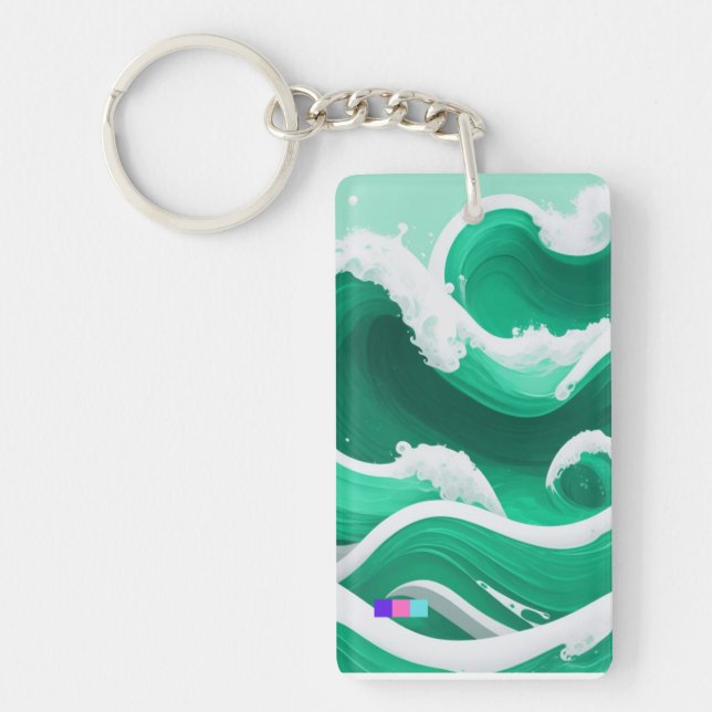 LARGE WAVE KEY HOLDER OF EMERALD GREEN KEY RING (Front)