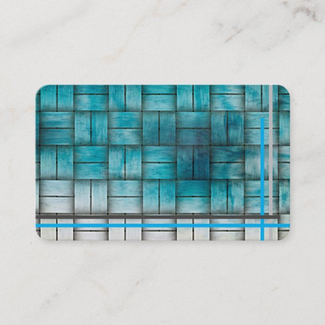 Large Weave Basket Weave in Turquoise/Grey on a Business Card (Front)