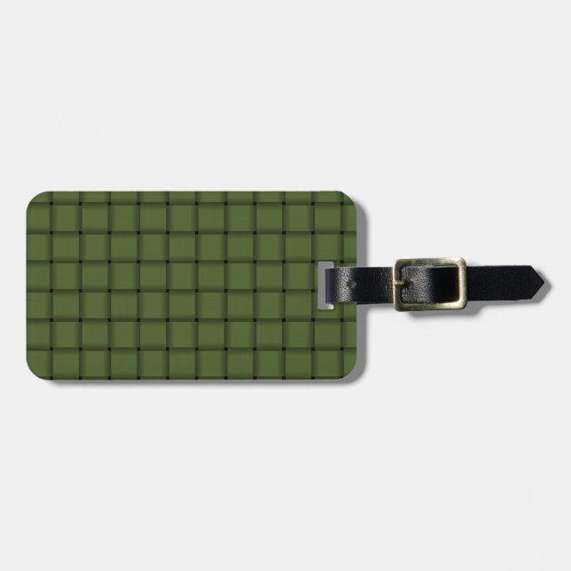 Large Weave - Dark Olive Green Luggage Tag (Front Horizontal)