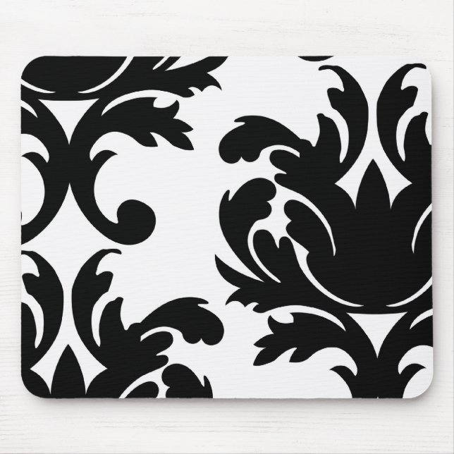 large white and black bold damask mouse mat (Front)