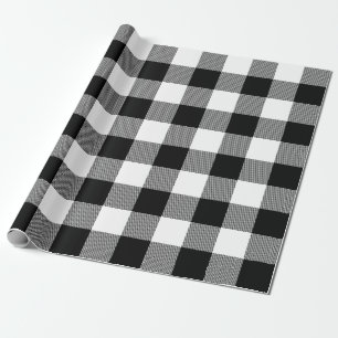 Large White and Black Buffalo Plaid Wrapping Paper