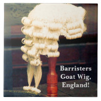 Large white ceramic tile Barristers/ Law Goat Wig
