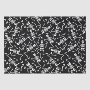 Large White Dancing Halloween Skeletons Scattered Tissue Paper