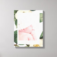 Large White Floral Frame Canvas Print