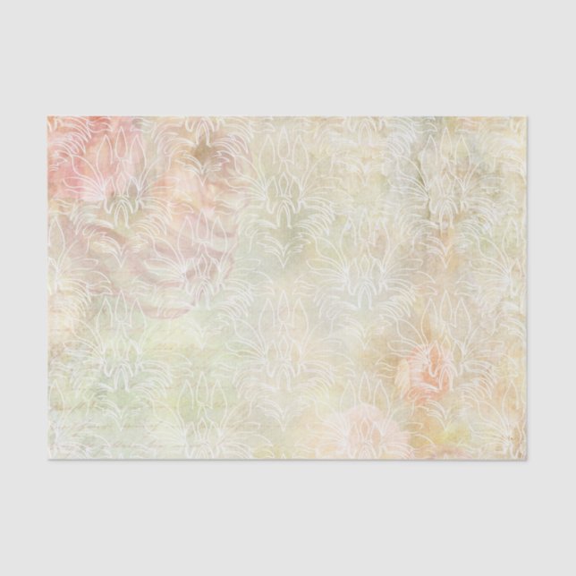 Large White Flowers with Peach Flowers Tissue Paper (Front)