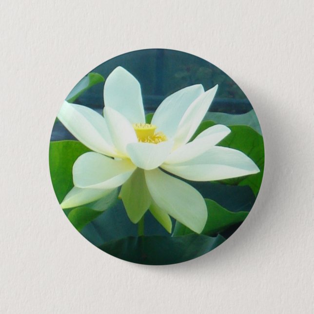 large white lily 6 cm round badge (Front)