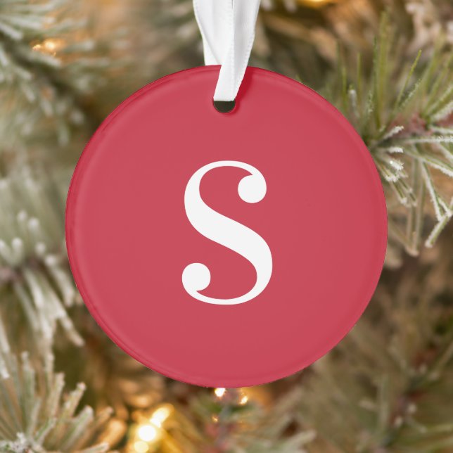 Large White Monogram on Red Ornament (Tree)