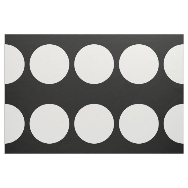 Large White Polka Dots on Black Geometric Fabric (Fat Quarter)