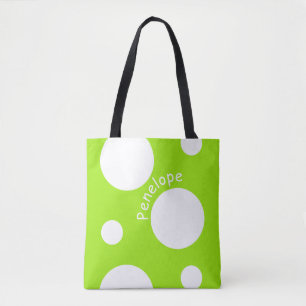 Large White Polka Dots Tote Bag