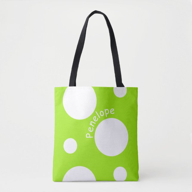 Large White Polka Dots Tote Bag (Front)