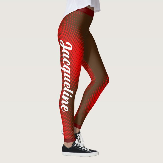 Large White Script Text on BROWN Leggings (Right)