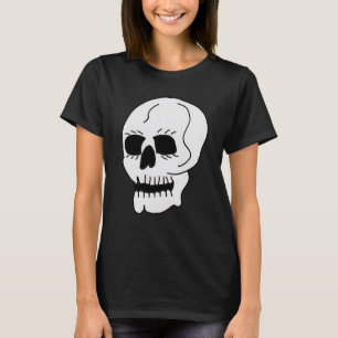 Large White Skull Black Eyes Mouth T-Shirt