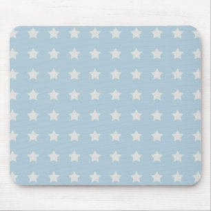 Large White Stars on Powder Blue Background Mouse Mat