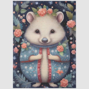 Large Woodland Forest Hedgehog Floral Decoupage  Tissue Paper