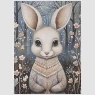 Large Woodland Forest Rabbit & Florals Decoupage Tissue Paper