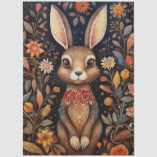 Large Woodland Forest Rabbit & Florals Decoupage  Tissue Paper