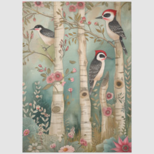 Large Woodland Forest Woodpecker Decoupage  Tissue Paper