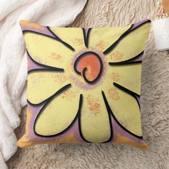 Large Yellow Daisy Flower Cushion (Blanket)