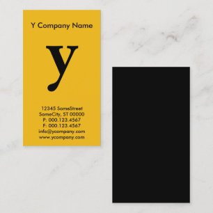 large yellow monogram business card