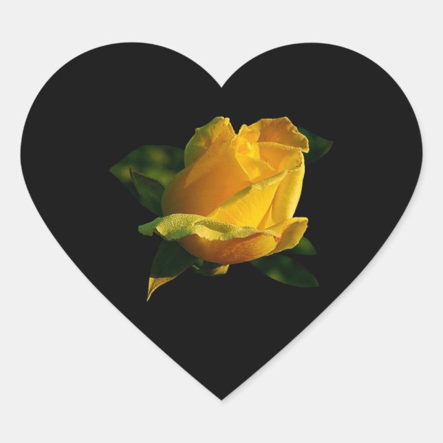 Large Yellow Rose Heart Sticker (Front)