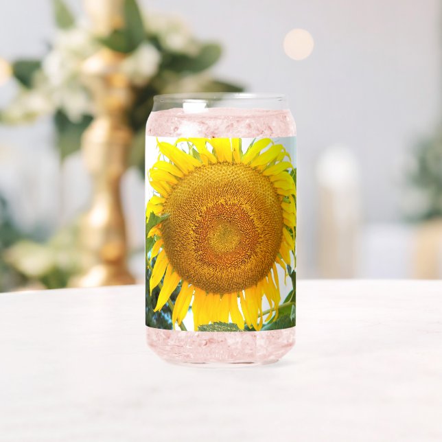 Large Yellow Sunflower Bloom Floral Can Glass (Insitu (Wedding))