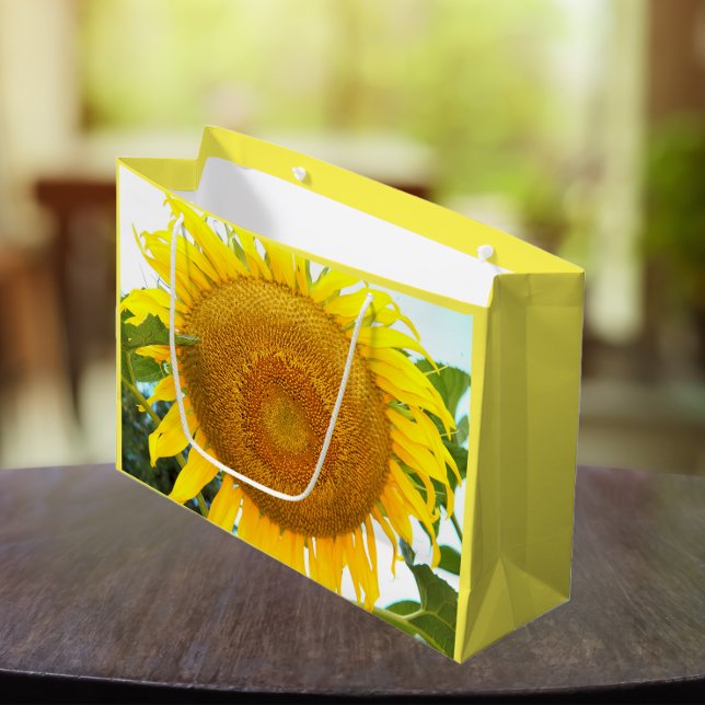 Large Yellow Sunflower Floral Gift Bag (In Situ)