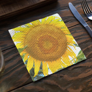 Large Yellow Sunflower Floral Napkin