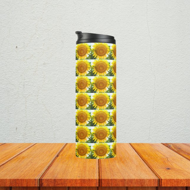 Large Yellow Sunflower Floral Pattern Thermal Tumbler (In Situ)