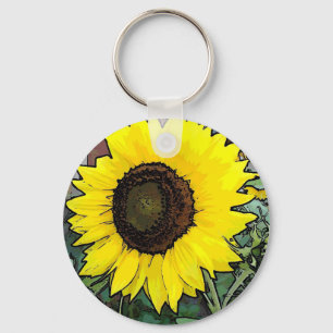 Large Yellow Sunflower Key Ring