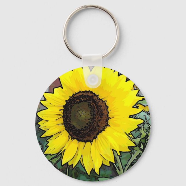 Large Yellow Sunflower Key Ring (Front)