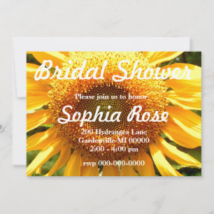 Large yellow Sunflower photo bridal shower Invitation
