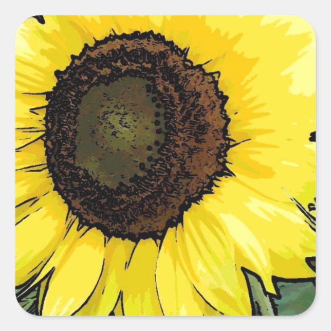 Large Yellow Sunflower Square Sticker (Front)