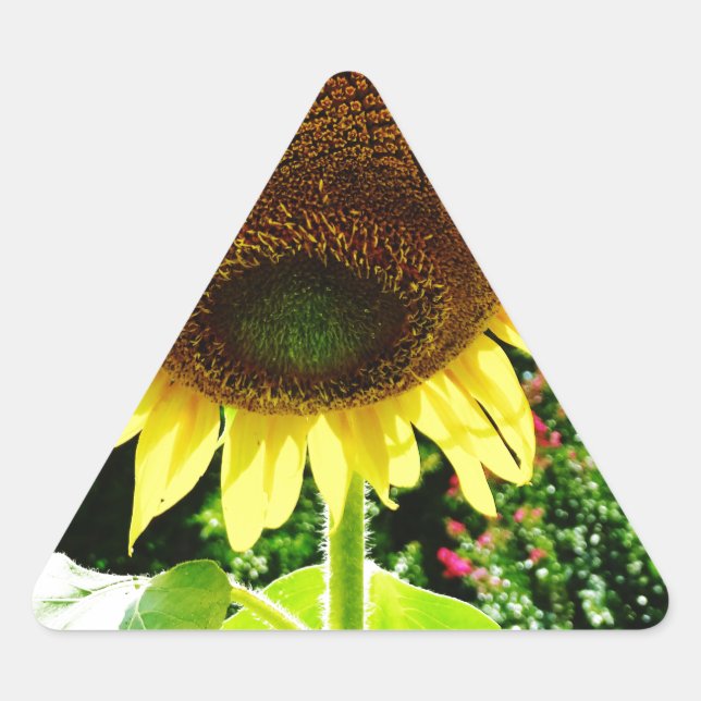 Large yellow Sunflower Triangle Sticker (Front)