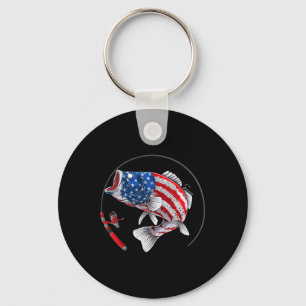 Largemouth B Fish Usa American Flag Fishing Key Ring