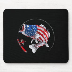 Largemouth B Fish Usa American Flag Fishing Mouse Mat