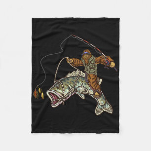 Largemouth B Fishing Bigfoot Fisherman  Fleece Blanket