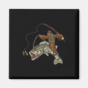 Largemouth B Fishing Bigfoot Fisherman  Magnet