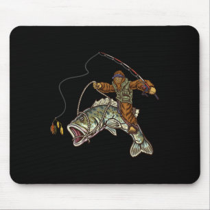 Largemouth B Fishing Bigfoot Fisherman Mouse Mat
