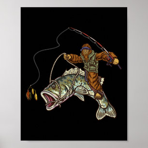 Largemouth B Fishing Bigfoot Fisherman  Poster