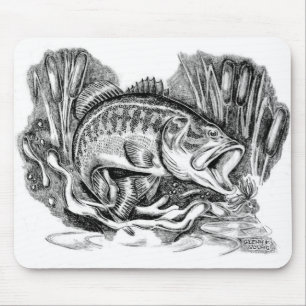 Largemouth bass , ブラックバス mouse mat