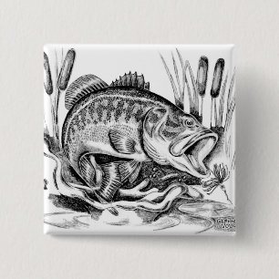 Largemouth Bass 15 Cm Square Badge