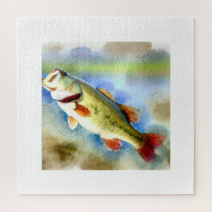 Largemouth Bass 200824AREF147 - Watercolor Jigsaw Puzzle