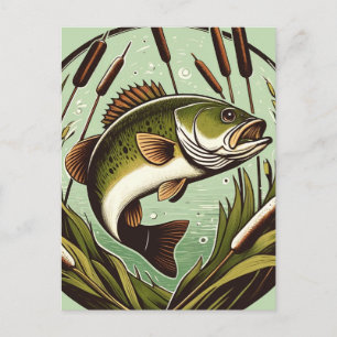Largemouth Bass angler Fisherman Father's day      Postcard