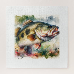 Largemouth Bass AREF1601 - Watercolor Jigsaw Puzzle