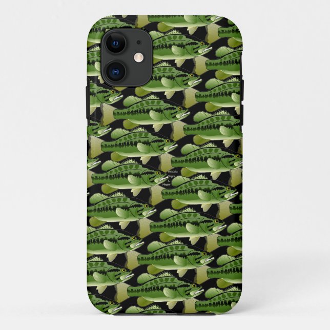 Largemouth Bass Camo Pattern on black Case-Mate iPhone Case (Back)