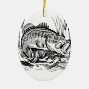 Largemouth bass ceramic tree decoration