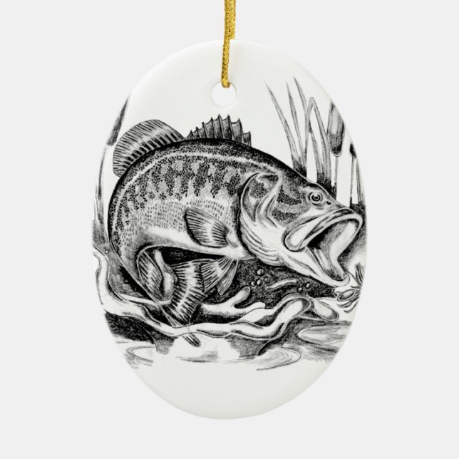Largemouth bass ceramic tree decoration (Front)